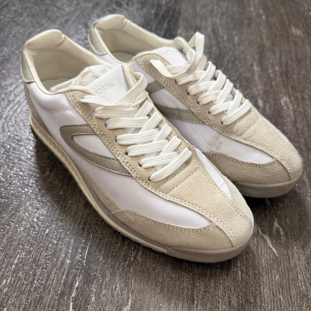 Tretorn Rawlins Sneakers Womens 6 White Beige Suede Nylon Retro Low Top Trainers
